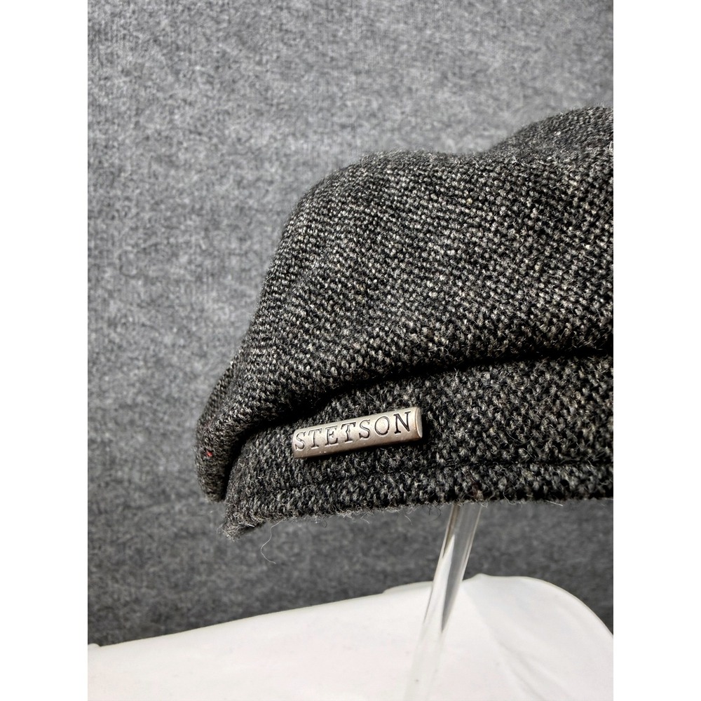 Stetson Mens Grey Wool Blend Newsboy Cap 8 Panel Driver Hat Size 55/S US 6 7/8